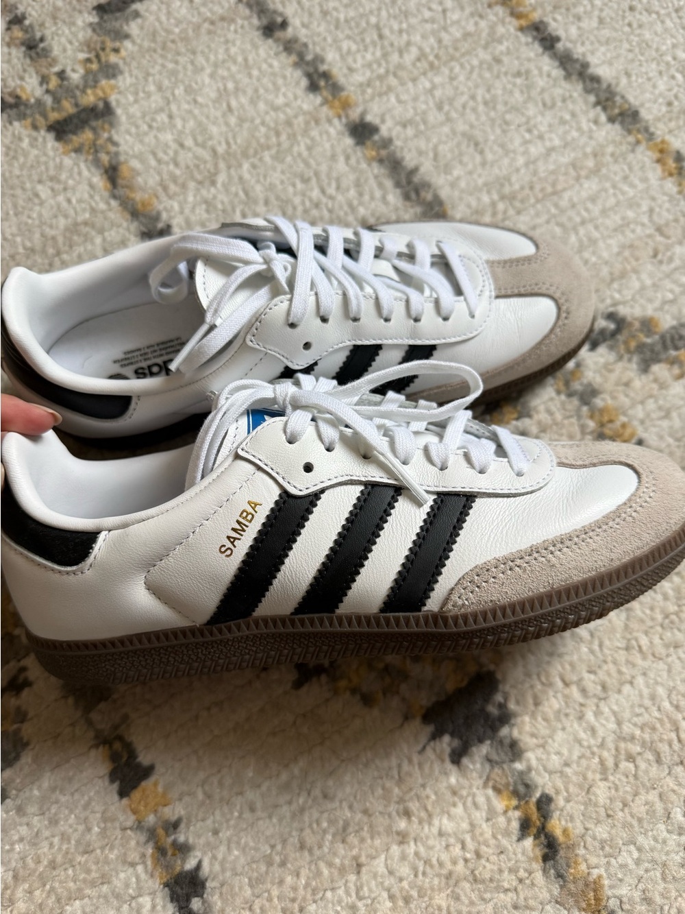 adidas White Black Samba Sneakers with Suede Toe